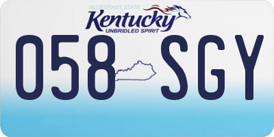 KY license plate 058SGY