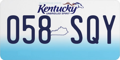 KY license plate 058SQY