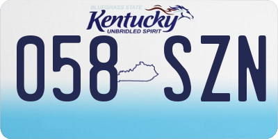 KY license plate 058SZN