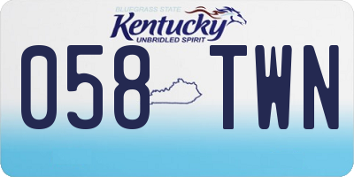 KY license plate 058TWN
