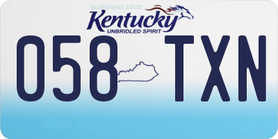 KY license plate 058TXN