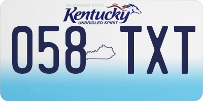 KY license plate 058TXT