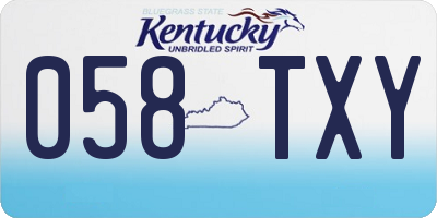 KY license plate 058TXY