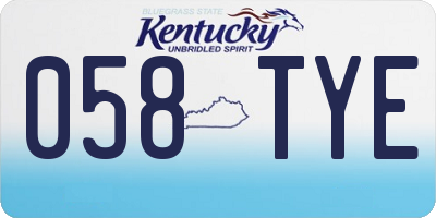 KY license plate 058TYE