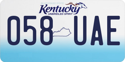 KY license plate 058UAE