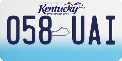 KY license plate 058UAI