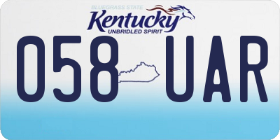 KY license plate 058UAR
