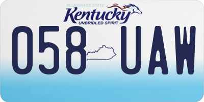 KY license plate 058UAW
