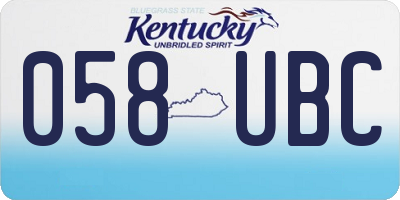 KY license plate 058UBC