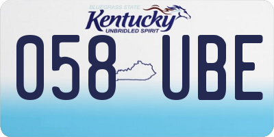 KY license plate 058UBE