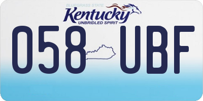 KY license plate 058UBF