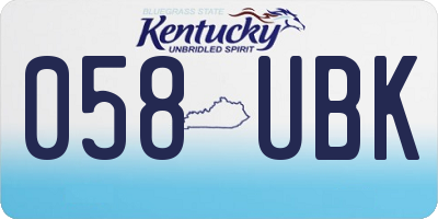 KY license plate 058UBK
