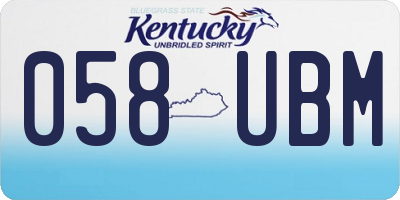 KY license plate 058UBM