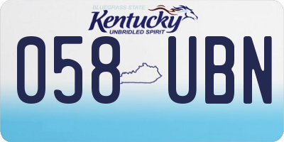 KY license plate 058UBN