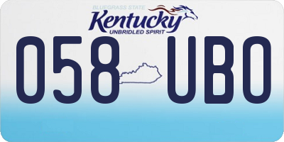 KY license plate 058UBO