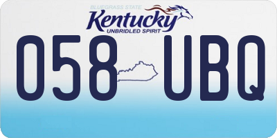 KY license plate 058UBQ