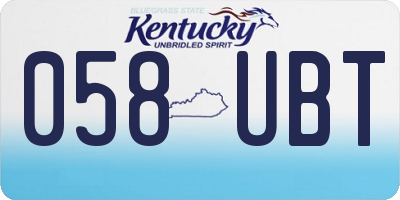KY license plate 058UBT