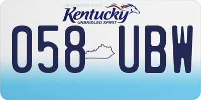 KY license plate 058UBW