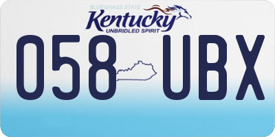 KY license plate 058UBX