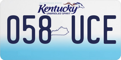 KY license plate 058UCE