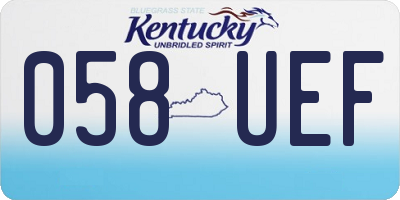 KY license plate 058UEF