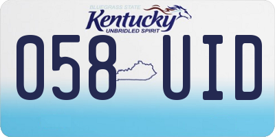 KY license plate 058UID