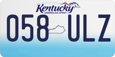 KY license plate 058ULZ