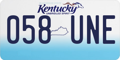 KY license plate 058UNE