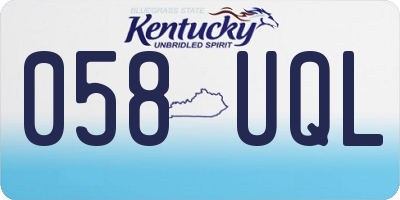KY license plate 058UQL