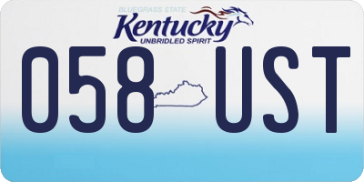 KY license plate 058UST