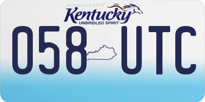 KY license plate 058UTC