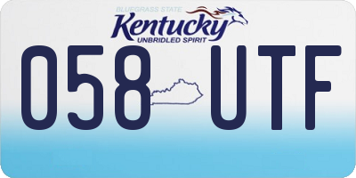 KY license plate 058UTF