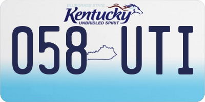 KY license plate 058UTI