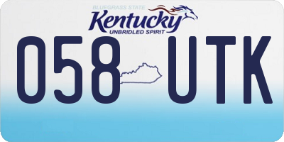 KY license plate 058UTK
