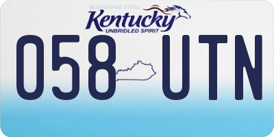 KY license plate 058UTN
