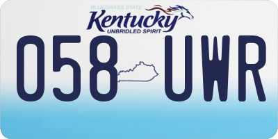 KY license plate 058UWR