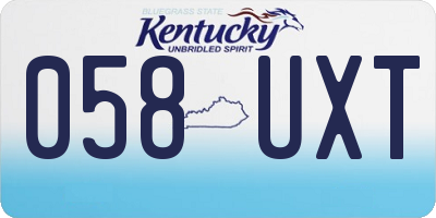 KY license plate 058UXT