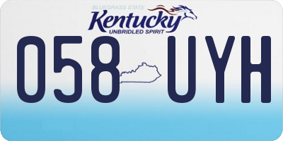 KY license plate 058UYH