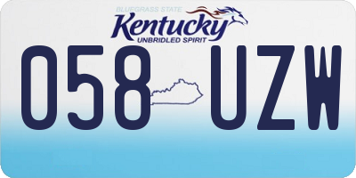 KY license plate 058UZW