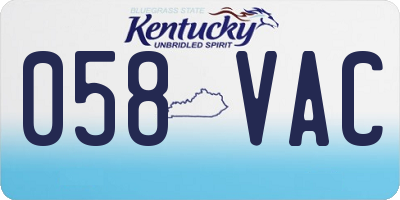 KY license plate 058VAC
