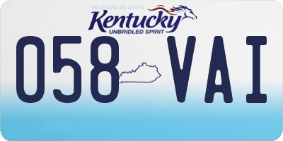 KY license plate 058VAI