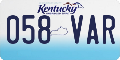 KY license plate 058VAR