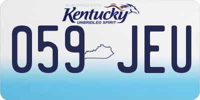 KY license plate 059JEU