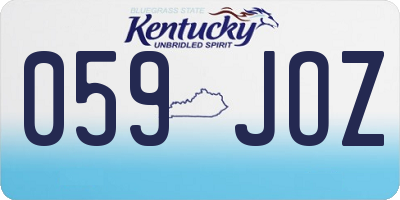 KY license plate 059JOZ