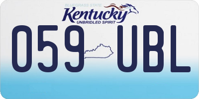 KY license plate 059UBL