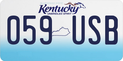 KY license plate 059USB