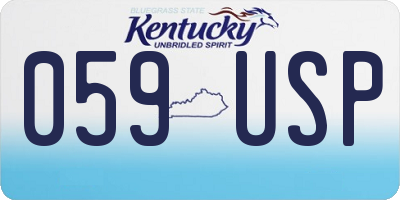 KY license plate 059USP