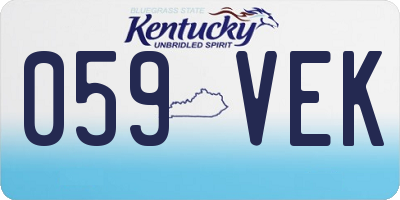 KY license plate 059VEK