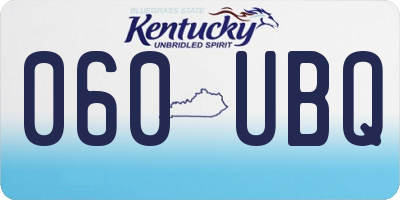 KY license plate 060UBQ