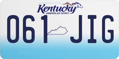 KY license plate 061JIG
